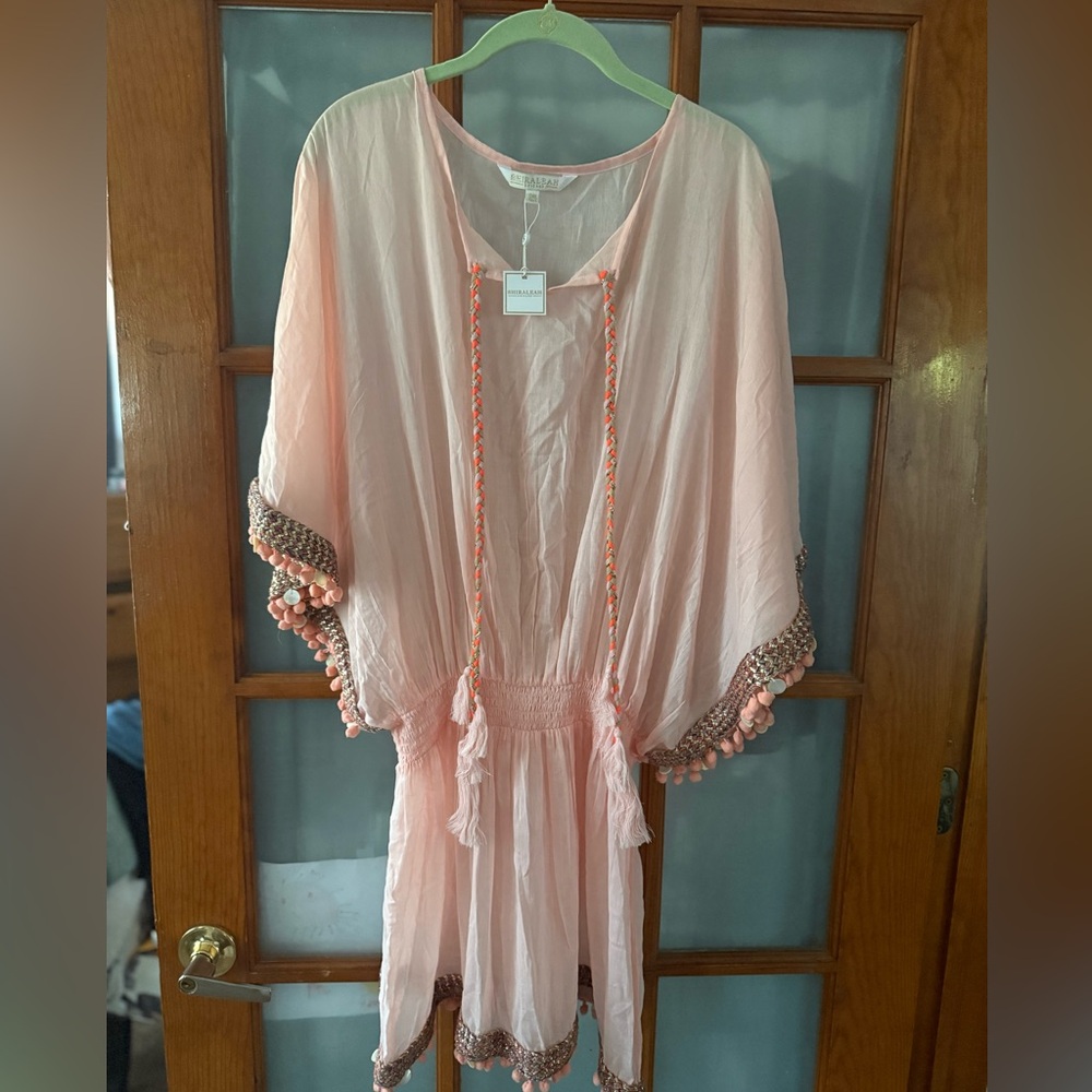 Shiraleah Blush Kaftan with Pom-Pom Trim - Picture 6 of 6
